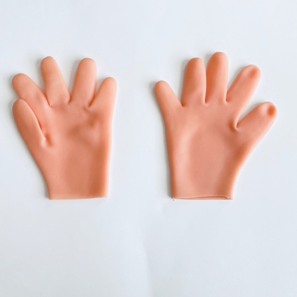 1pair Solid Moisturizing silicone Gloves apricot - Picture 3 of 6
